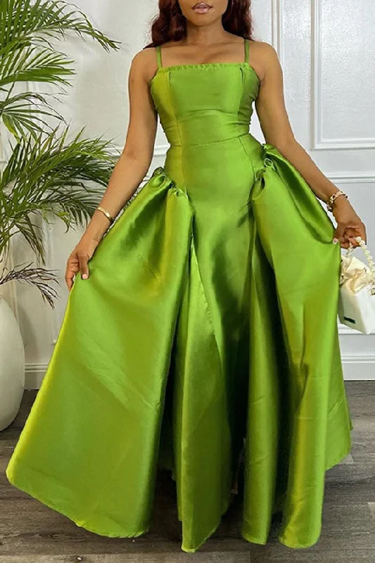 Don’t Wait – Deals Won’t Last!Solid Color Sweet A-Line Bubble Maxi Dress