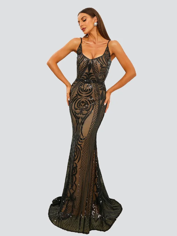 Special Offer – Act Fast!Spaghetti Strap Black Sequin Maxi Dress RM20710