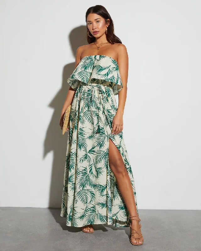 Limited Edition, Limited Price!Swaying Palms Strapless Empire Maxi Dress