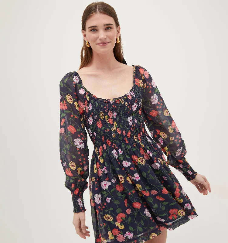 Unbeatable Prices!The Norah Nap Dress - Navy Peony Bouquet Georgette