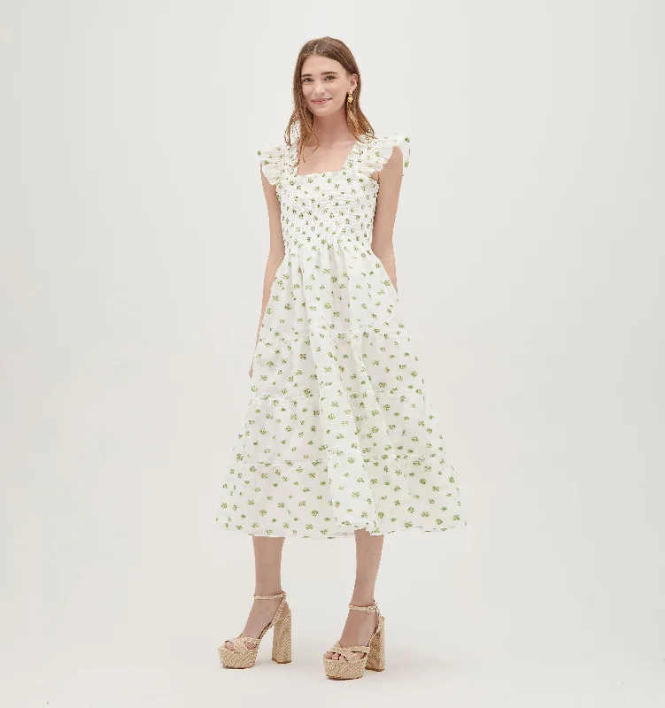 One Day Only – Huge Savings!The Organza Ellie Nap Dress - Olive/Coral Floral Jacquard