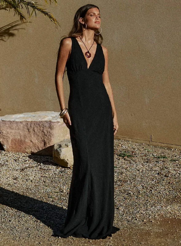 Exclusive Offers You’ll Love!Verde Linen Blend Maxi Dress Black