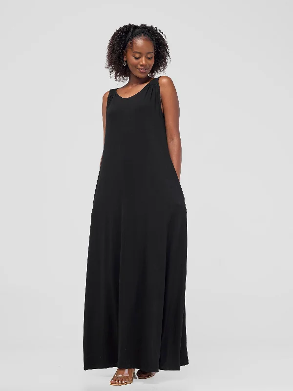 Sale Alert – Get Ready to Shop!Safiya Gathered Shoulder Maxi Dress - Black