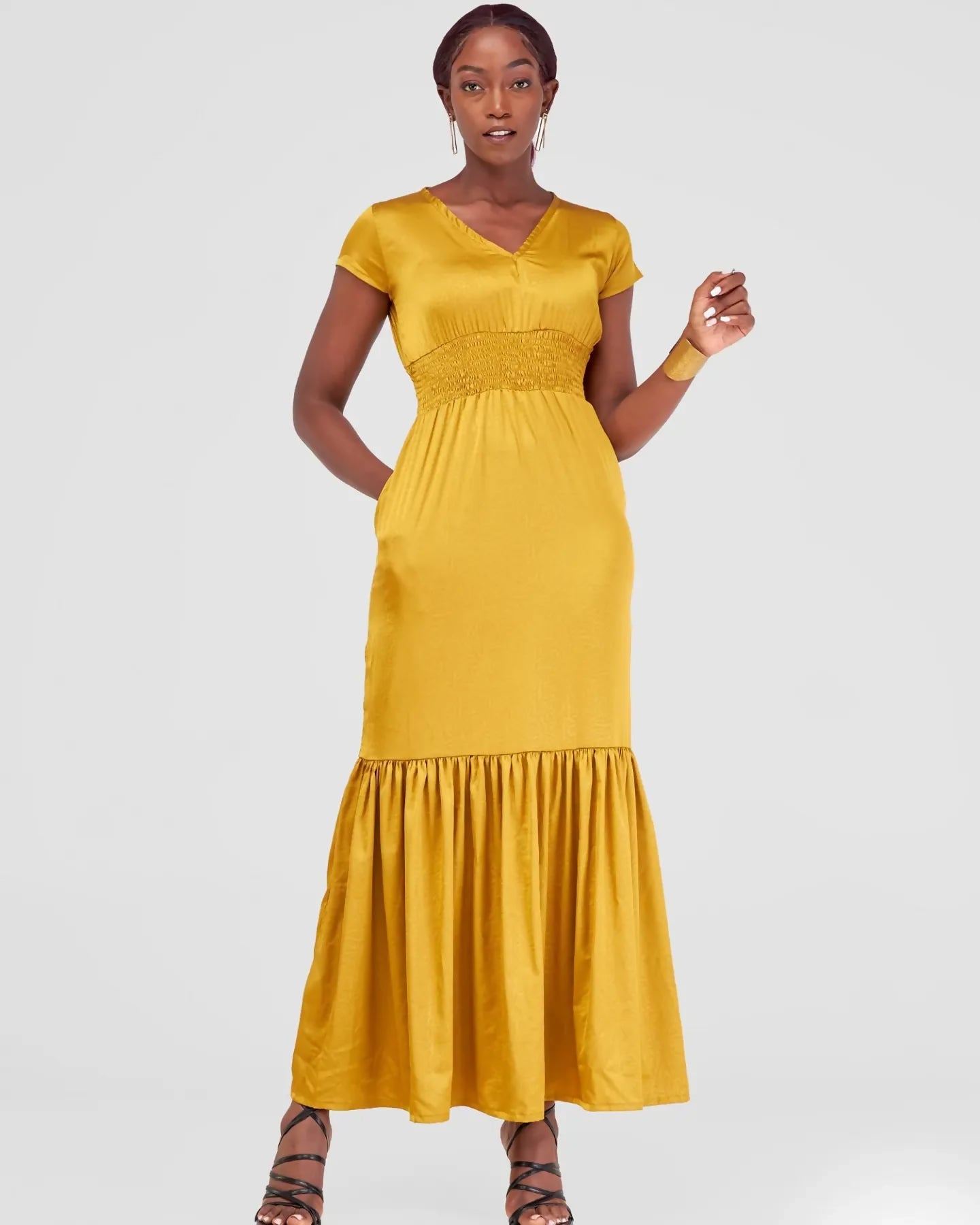 Your Shopping Wish, Our Discount Command!Zamaya Stitches Dress - Mustard