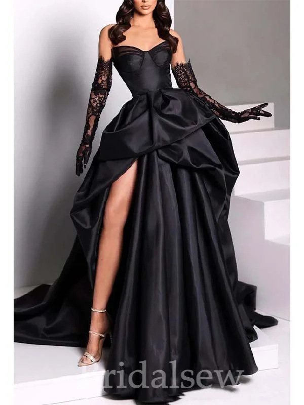 New Discounts Just Dropped!A-line Black Prom Gown, Vintage Modest Popular Elegant Evening Formal Long Prom Dresses PD1425