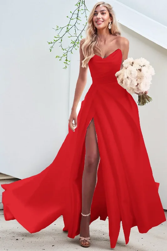 Hurry! While Supplies Last!A-Line Court Train Satin Prom Dress CS0423