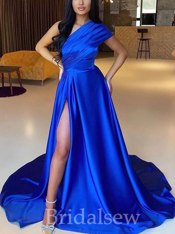 Shop Early, Save Big!A-line One Shoulder Royal Blue Popular Elegant Evening Formal Long Prom Dresses PD1421