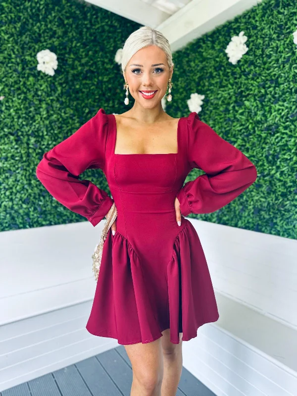 Special Offer – Act Fast!Abia Mini Dress Burgundy