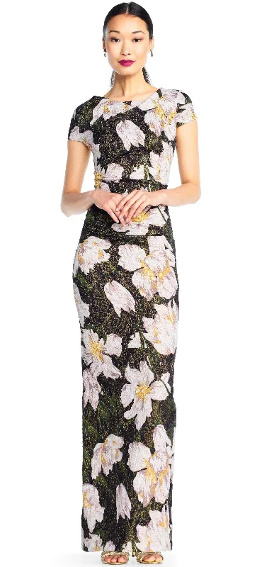 Lowest Prices Guaranteed!Adrianna Papell - AP1E203398 Floral Patterned Bateau Sheath Dress