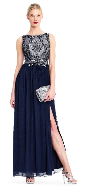 Every Deal is a Steal!Adrianna Papell - AP1E203774 Two Tone Embellished Bateau A-line Dress