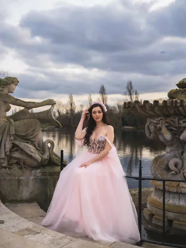 Shop Smart, Save Big!Alexandra Tealeaf Pink Star Gown, Shemmering Tulle Long Prom Dresses, 2022 Newest Prom Dresses, RC029