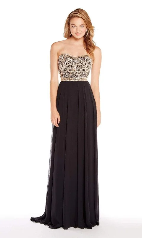 Limited Deals, Unlimited Savings!Alyce Paris - Metallic Beaded Bodice Strapless Chiffon Gown 60191 - 1 pc Black In Size 4 Available