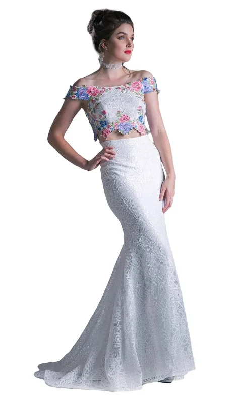 Amazing Prices You Can’t Resist!Cinderella Divine - CA314 Two Piece Floral Embroidered Mermaid Dress