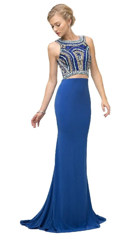 New Discounts Just Dropped!Cinderella Divine - CK39 Two Piece Beaded Halter Trumpet Dress
