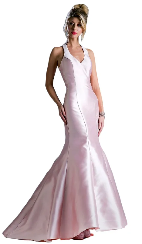Price Drop Alert!Cinderella Divine - Sleeveless Low V-Neck Satin Trumpet Evening Gown