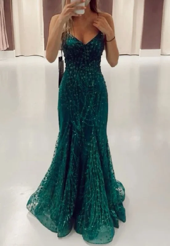 Your Chance to Save is Now!Mermaid green prom dress Long Prom Dresses     cg24907