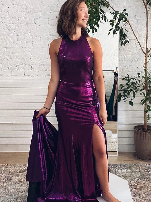 Steals and Deals Await!Halter Long Purple Prom Dresses, Mermaid Prom Dresses, Popular Prom Dresses, 2021 Prom Dresses, Newest Prom Dresses