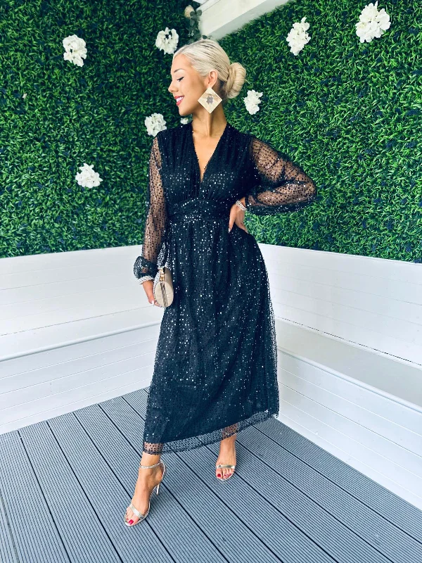 Your Wallet Will Thank You!Jemny Sequin Detailed Maxi Dress Black
