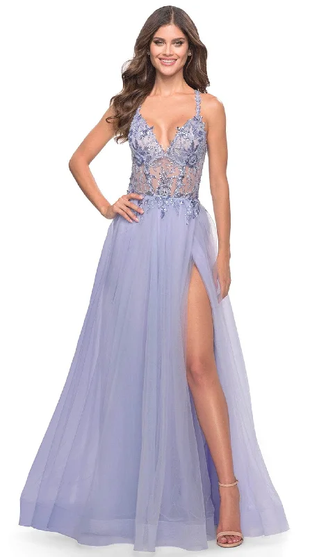 Hurry! While Supplies Last!La Femme 31369 - Sleeveless Sheer Bodice Prom Dress