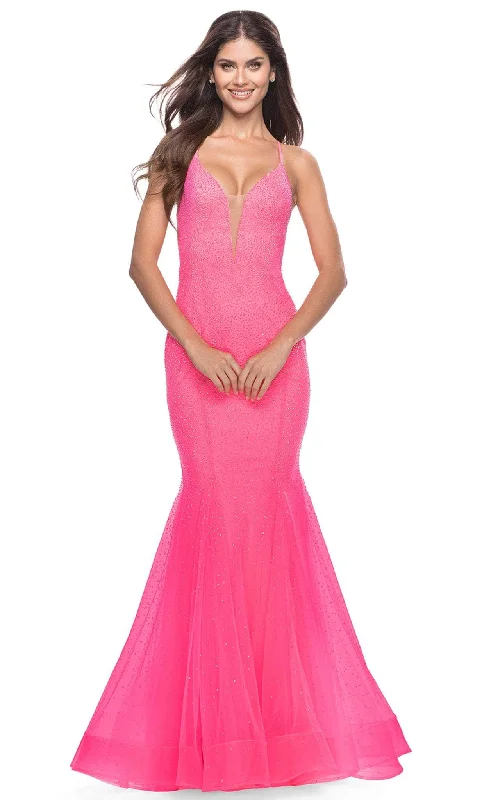 Find Your Perfect Deal Today!La Femme 31407 - Rhinestone Embellished V-Neck Evening Gown