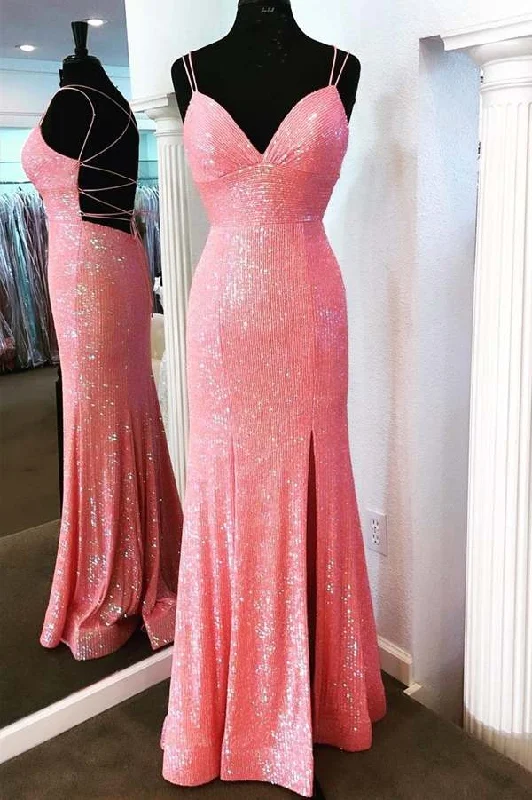 Only a Few Left – Order Now!Long Pink Sparkle Sequins Prom Dresses Formal Evening Gowns     cg24879