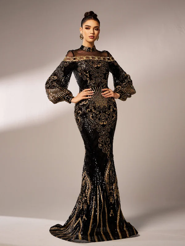 Exclusive Offers You’ll Love!Luxe Embroidered Ballon Sleeve Evening Dress DH80229
