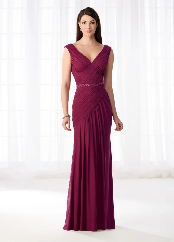 Exclusive Deals Just for You!Mon Cheri - Stretch Mesh Pleated V-Neckline Formal Gown 218603 - 1 pc Raspberry In Size 4 Available