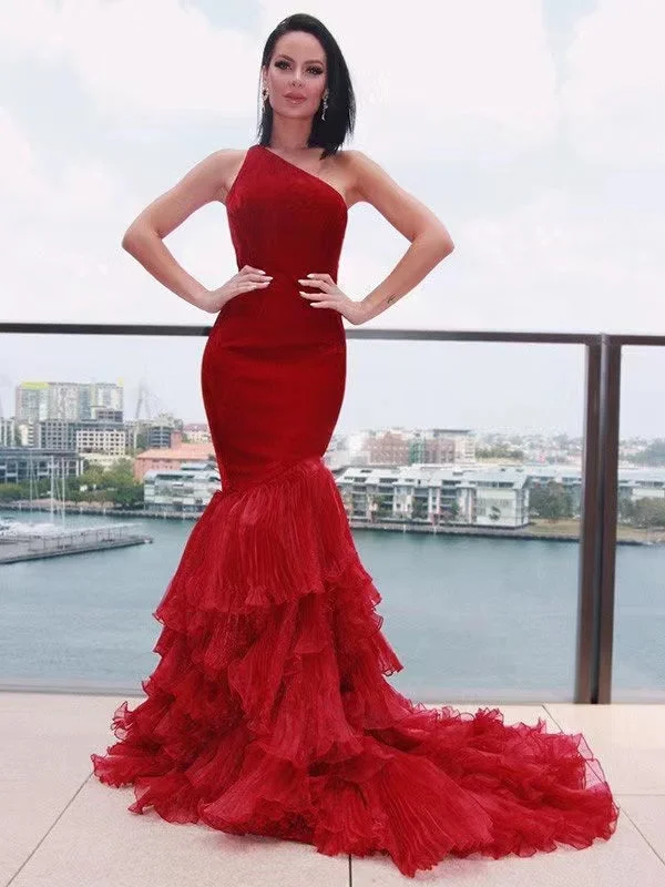 Exclusive Offers You’ll Love!One Shoulder Burgundy Mermaid 2022 Newest Prom Dresses, Fashion Unique Long Prom Dresses, Wedding Dresses