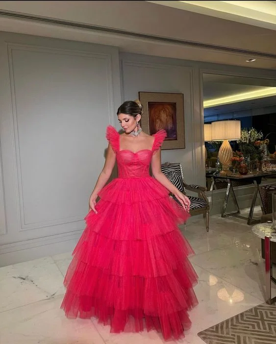 Save Money, Shop Happy!Princess Long Prom Dress Layered Tulle Sleeveless Gown,Evening Dresses   cg24866