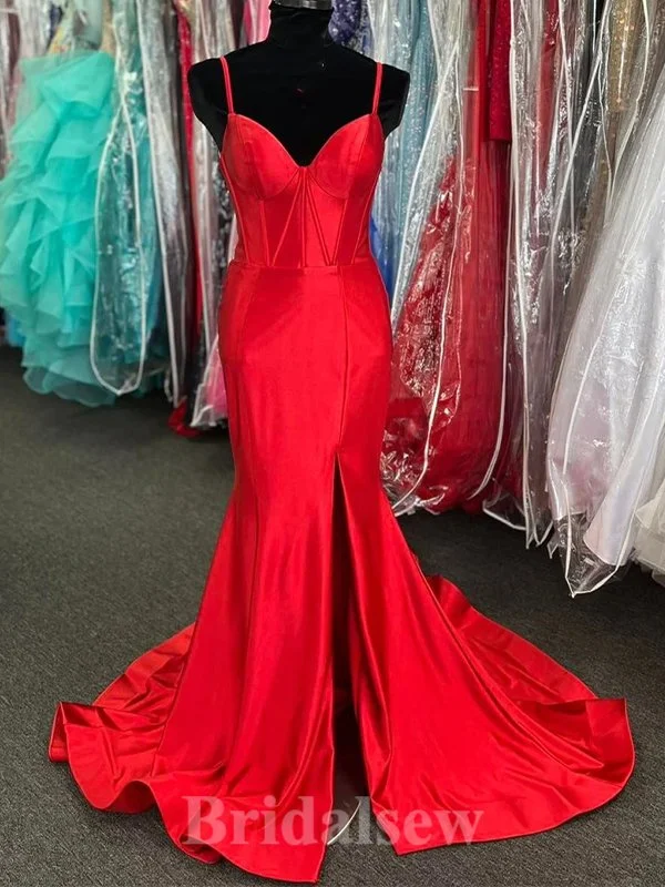 Your Dream Deal is Here!Red Mermaid Spaghetti Straps Simple Unique Popular Elegant Evening Formal Long Prom Dresses PD1418