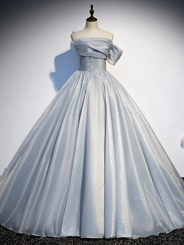 Shop Before It’s Gone!Strapless Ball Gown Shemmering Light Grey Prom Dresses, Newest Prom Dresses, Affordable Prom Dresses, 2021 Prom Dresses, UD120