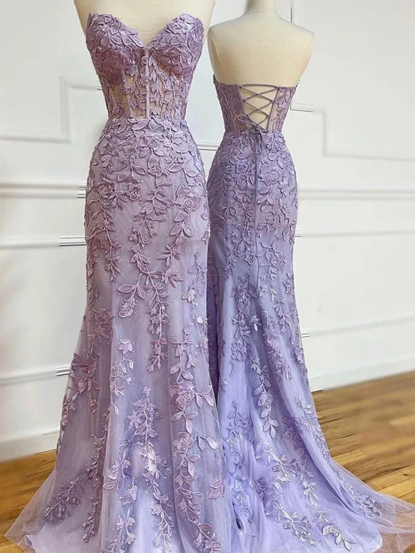 Limited Deals, Unlimited Savings!Sweetheart Long Mermaid Purple Lace Prom Dresses, Lovely 2022 Prom Dresses, Newest Popular Prom Dresses, RC036