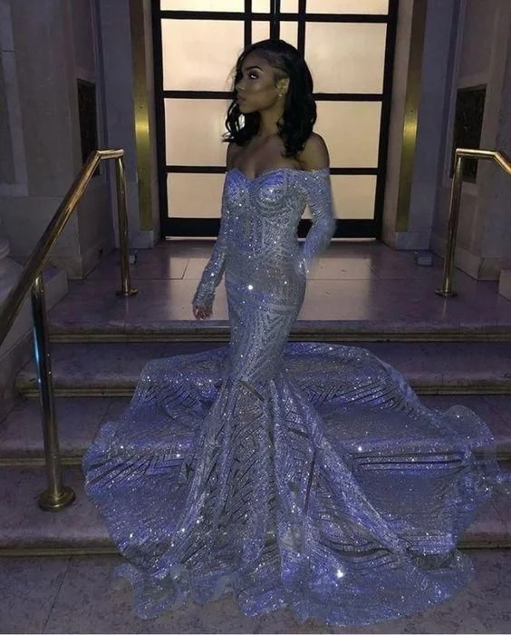 Shop Early, Save Big!Sweetheart Strapless Sequins Long Train Mermaid Prom Dresses with Sleeves   cg24871