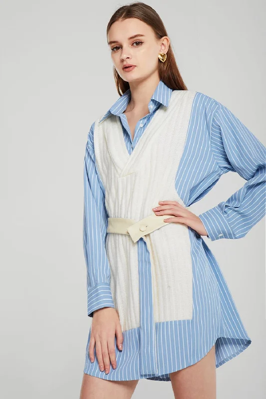 Buy More, Pay Less!Abigail Spliced Knit Shirt Dress