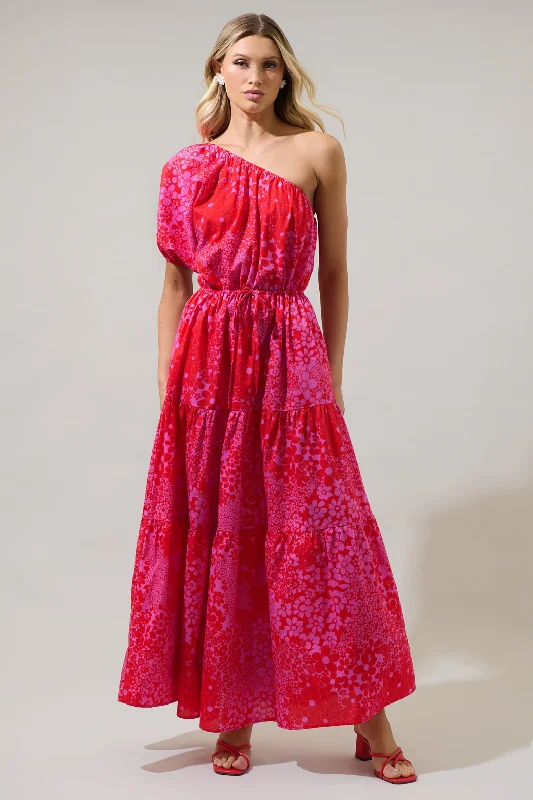Unmissable Offers Await!Addie Floral Querida One Shoulder Midi Dress