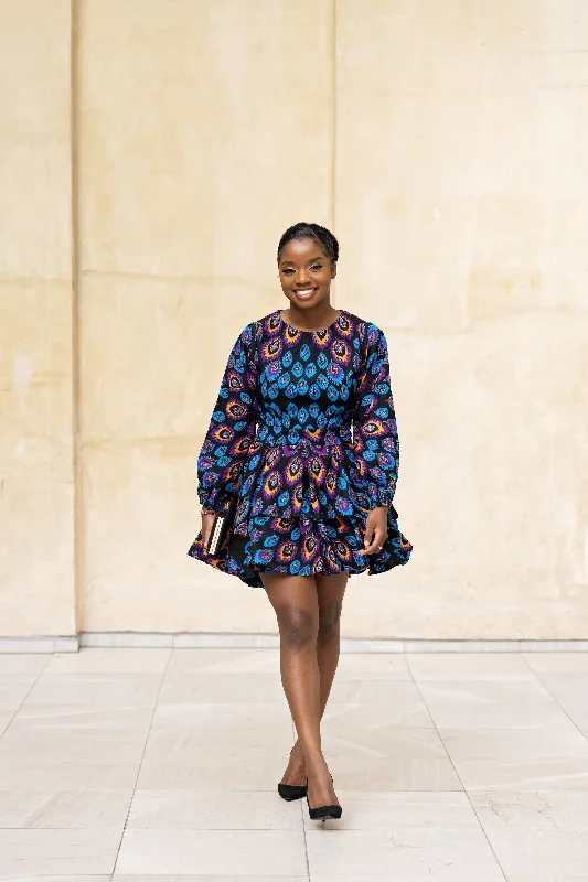 Flash Deals – Act Quickly!Amina Ankara Mini Dress | Blue and Purple African Print