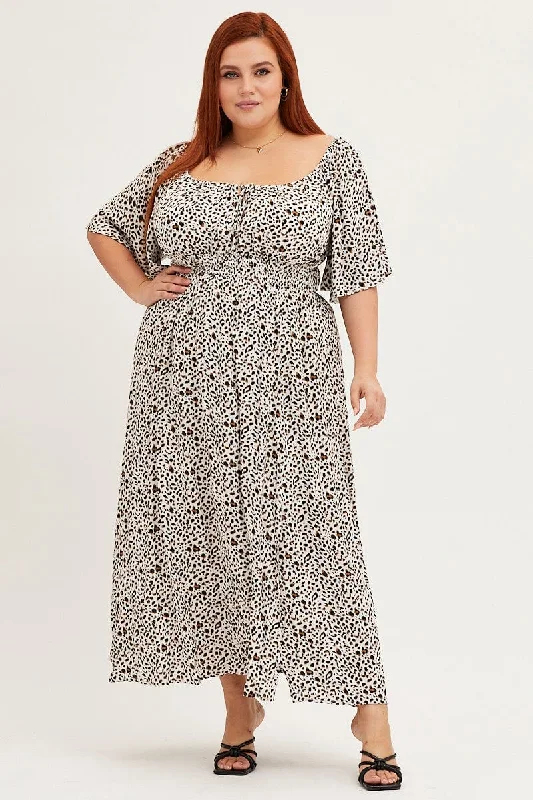 Special Offer – Act Fast!Animal Print Short Sleeve Midi Dress