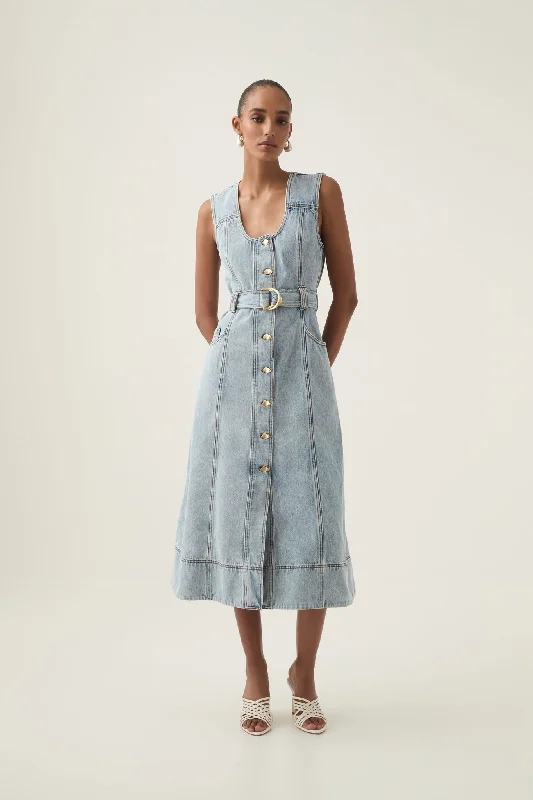 Get Ready to Save!Aura Denim Midi Dress