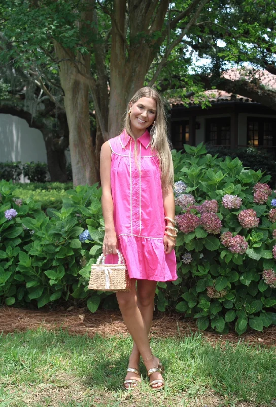 Save Up to 50% Off!Caspia Collared Shirt Dress-Pink
