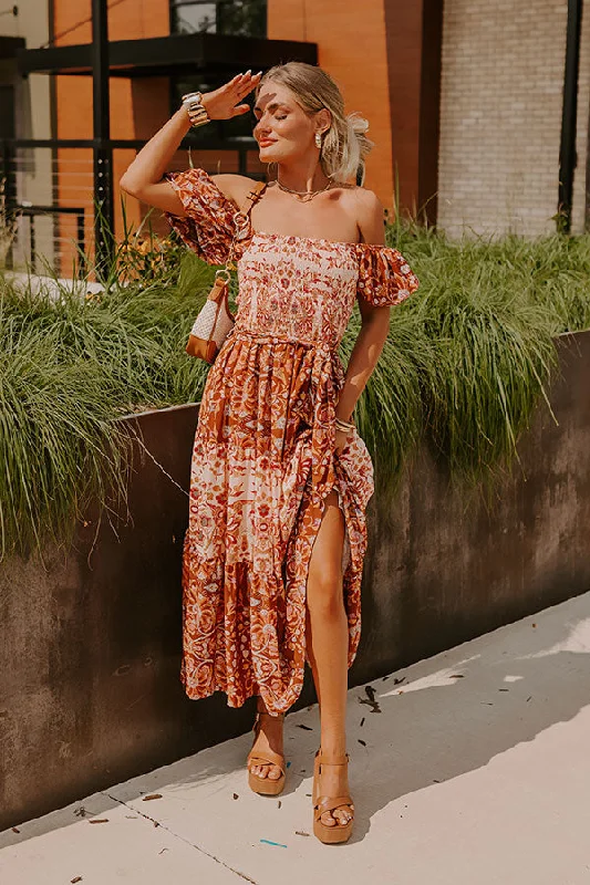 Get More, Spend Less – Shop Now!Chasing Sunsets Smocked Floral Midi