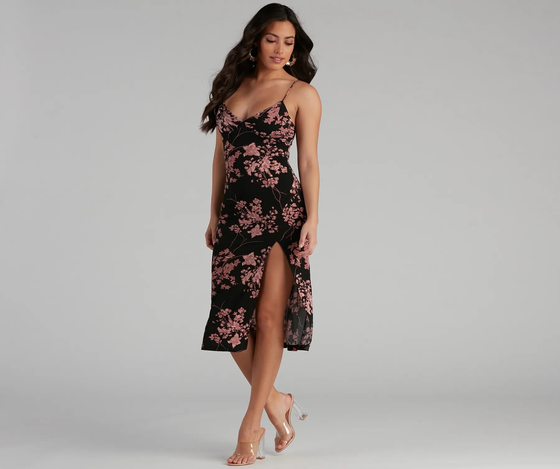 The Best Sale of the Year!Cherry Blossom Slit Midi Dress