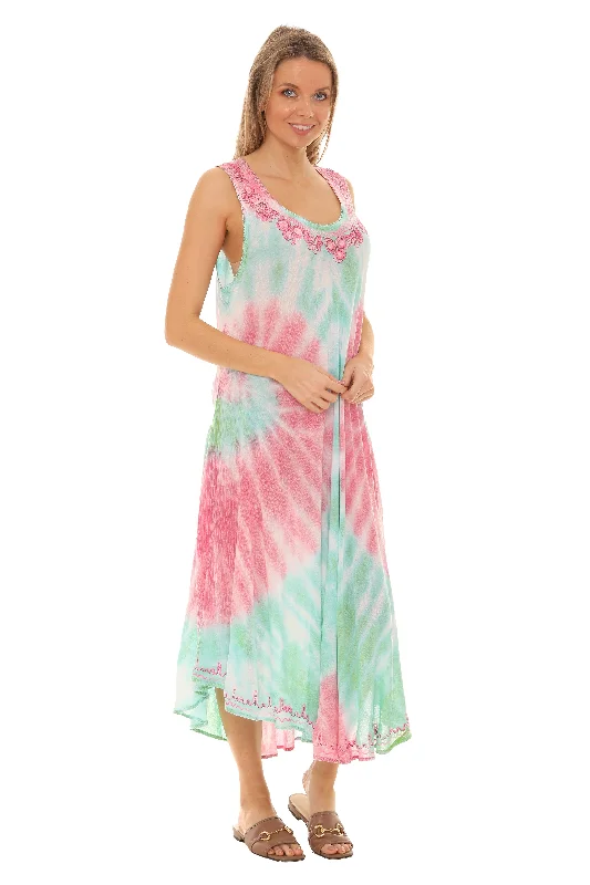 The Best Sale of the Year!Tie-Dye With Embroidery Neckline Rayon Sundress