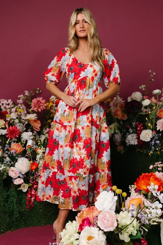 Shop Before It’s Gone!Denton Midi Dress | Red Multi