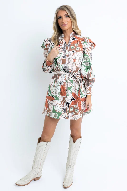 Hottest Discounts of the Year!Floral Poplin Shirt Dress