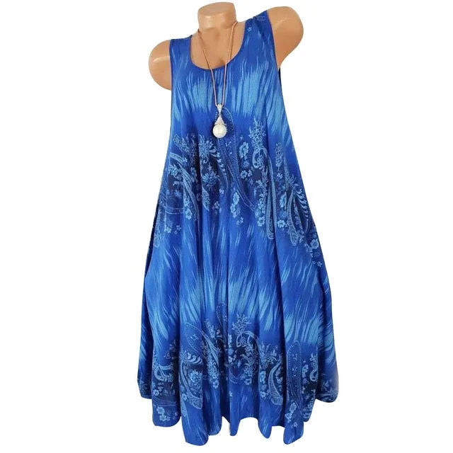 Exclusive Savings This Week!Amy Fashion - Flower Print Sleeveless Round Neck Loose Shift Dress