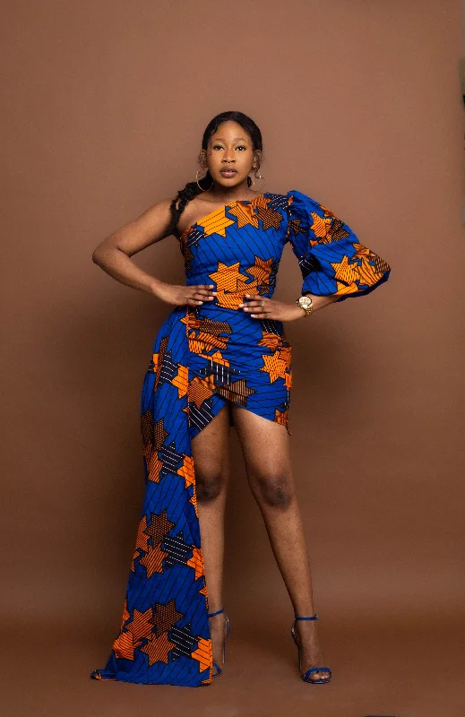 Great Deals, Just for You!Funke Ankara Short Mini Dress | Yellow and Orange African Tribal Print