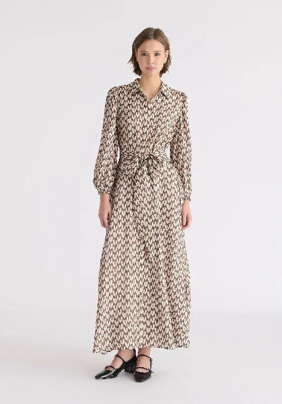 Exclusive Deals Just for You!Geometric Print Maxi Shirt Dress