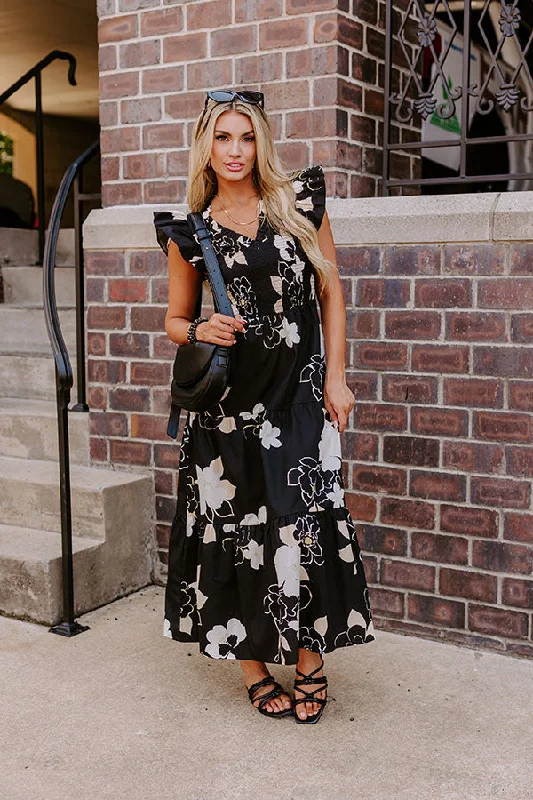 Get More for Less!Gleaming Smile Smocked Midi in Black
