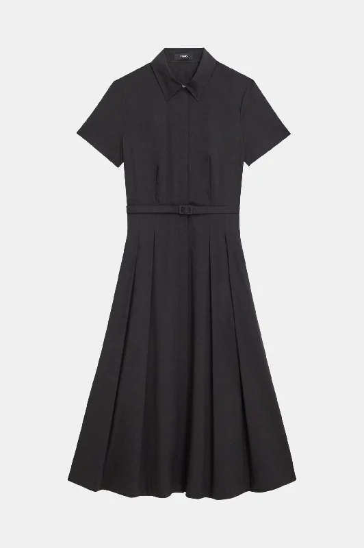 Time to Snag a Bargain!Good Cotton Short-Sleeve Shirt Dress in Black