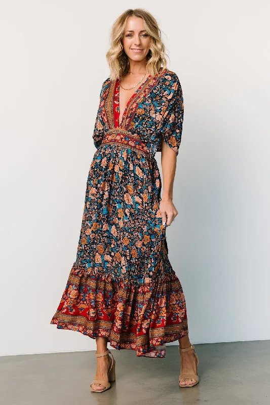 Save Up to 50% Off!Leeanne Midi Dress | Navy Multi Floral